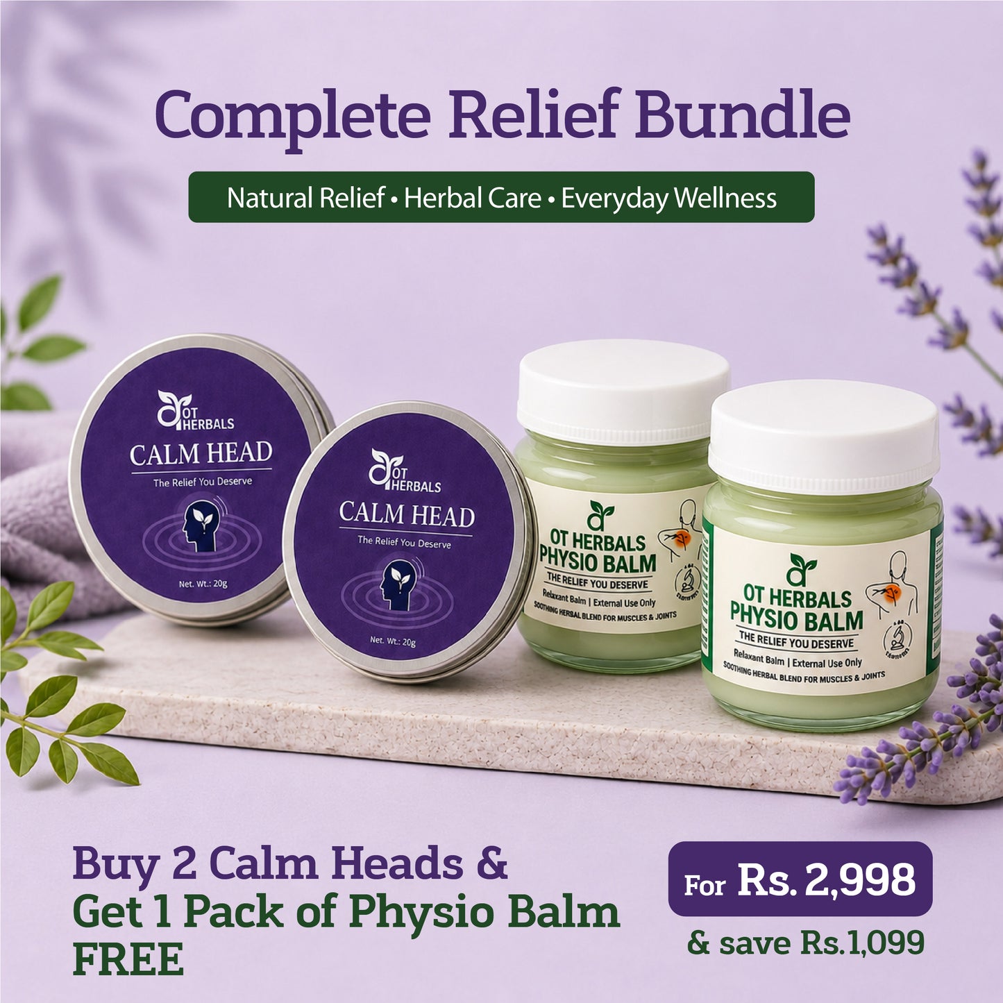 2 Calm Heads + 1 Pack of Physio Balm FREE